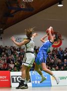 27 January 2019; Catherine Connaire of Maree in action against Alex Mulligan of Ulster University Elks during the Hula Hoops Women’s Division One National Cup Final match between Maree and Ulster University Elks at the National Basketball Arena in Tallaght, Dublin. Photo by Eóin Noonan/Sportsfile