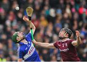 27 January 2019; Aaron Dunphy of Laois in action against Sean Linnane of Galway during the Allianz Hurling League Division 1B Round 1 match between Galway and Laois at Pearse Stadium in Galway. Photo by Ray Ryan/Sportsfile