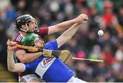 27 January 2019; Ronan Burke of Galway in action against Neil Foyle of Laois during the Allianz Hurling League Division 1B Round 1 match between Galway and Laois at Pearse Stadium in Galway. Photo by Ray Ryan/Sportsfile