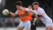 27 January 2019; James Morgan of Armagh in action against Jimmy Hyland of Kildare during the Allianz Football League Division 2 Round 1 match between Kildare and Armagh at St Conleth's Park in Newbridge, Kildare. Photo by Piaras Ó Mídheach/Sportsfile