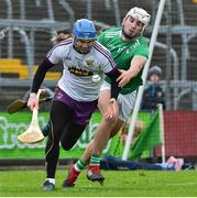 27 January 2019; Mark Fanning of Wexford in action against Aaron Gillane of Limerick during the Allianz Hurling League Division 1A Round 1 match between Wexford and Limerick at Innovate Wexford Park in Wexford. Photo by Matt Browne/Sportsfile
