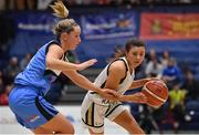27 January 2019; Enya Maguire of Ulster University Elks in action against Carol McCarthy of Maree during the Hula Hoops Women’s Division One National Cup Final match between Maree and Ulster University Elks at the National Basketball Arena in Tallaght, Dublin. Photo by Brendan Moran/Sportsfile