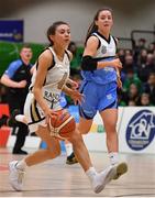 27 January 2019; Enya Maguire of Ulster University Elks in action against Dayna Finn of Maree during the Hula Hoops Women’s Division One National Cup Final match between Maree and Ulster University Elks at the National Basketball Arena in Tallaght, Dublin. Photo by Brendan Moran/Sportsfile