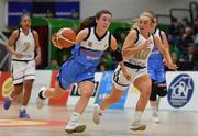 27 January 2019; Dayna Finn of Maree in action against Aoife Callaghan of Ulster University Elks during the Hula Hoops Women’s Division One National Cup Final match between Maree and Ulster University Elks at the National Basketball Arena in Tallaght, Dublin. Photo by Eóin Noonan/Sportsfile