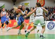 27 January 2019; Dayna Finn of Maree in action against Jenna Kaufman of Ulster University Elks during the Hula Hoops Women’s Division One National Cup Final match between Maree and Ulster University Elks at the National Basketball Arena in Tallaght, Dublin. Photo by Eóin Noonan/Sportsfile