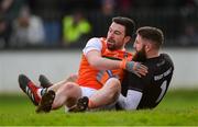 27 January 2019; Kildare goalkeeper Mark Donnellan and Aidan Forker of Armagh after colliding during the Allianz Football League Division 2 Round 1 match between Kildare and Armagh at St Conleth's Park in Newbridge, Kildare. Photo by Piaras Ó Mídheach/Sportsfile