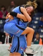 27 January 2019; MVP Dayna Finn of Maree, right, celebrates with team-mate Carol McCarthy after the Hula Hoops Women’s Division One National Cup Final match between Maree and Ulster University Elks at the National Basketball Arena in Tallaght, Dublin. Photo by Brendan Moran/Sportsfile
