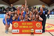 27 January 2019; The Maree team celebrate with the cup after the Hula Hoops Women’s Division One National Cup Final match between Maree and Ulster University Elks at the National Basketball Arena in Tallaght, Dublin. Photo by Brendan Moran/Sportsfile