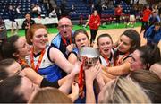 27 January 2019; Maree players lift the cup together following the Hula Hoops Women’s Division One National Cup Final match between Maree and Ulster University Elks at the National Basketball Arena in Tallaght, Dublin. Photo by Eóin Noonan/Sportsfile