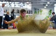27 January 2019; John Nulty of Annalee AC, Co. Cavan, competing in the U23 Men Long Jump event during the Irish Life Health Junior and U23 Indoors at AIT International Arena in Athlone, Co. Westmeath. Photo by Sam Barnes/Sportsfile
