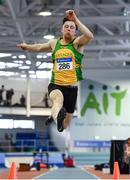 27 January 2019; John Nulty of Annalee AC, Co. Cavan, competing in the U23 Men Long Jump event during the Irish Life Health Junior and U23 Indoors at AIT International Arena in Athlone, Co. Westmeath. Photo by Sam Barnes/Sportsfile