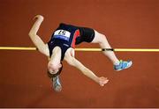 27 January 2019; Ciaran Connolly of Le Cheile A.C., Co. Kildare, competing in the Junior Men High Jump event during the Irish Life Health Junior and U23 Indoors at AIT International Arena in Athlone, Co. Westmeath. Photo by Sam Barnes/Sportsfile