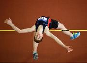 27 January 2019; Ciaran Connolly of Le Cheile A.C., Co. Kildare, competing in the Junior Men High Jump event during the Irish Life Health Junior and U23 Indoors at AIT International Arena in Athlone, Co. Westmeath. Photo by Sam Barnes/Sportsfile