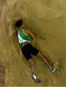 27 January 2019; Jordan Knight of St. Joseph's AC, Co. Kilkenny, competing in the Junior Men Long Jump event during the Irish Life Health Junior and U23 Indoors at AIT International Arena in Athlone, Co. Westmeath. Photo by Sam Barnes/Sportsfile