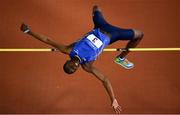 27 January 2019; Nelvin Appiah of Longford A.C., Co. Longford, competing in the Junior Men High Jump event during the Irish Life Health Junior and U23 Indoors at AIT International Arena in Athlone, Co. Westmeath. Photo by Sam Barnes/Sportsfile