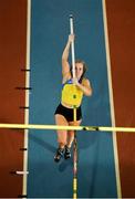 27 January 2019; Clodagh Walsh of Abbey Striders AC, Co.Cork, competing in the Junior Women Pole Vault event during the Irish Life Health Junior and U23 Indoors at AIT International Arena in Athlone, Co. Westmeath. Photo by Sam Barnes/Sportsfile