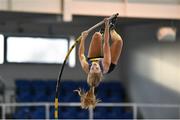 27 January 2019; Clodagh Walsh of Abbey Striders AC, Co.Cork, competing in the Junior Women Pole Vault event during the Irish Life Health Junior and U23 Indoors at AIT International Arena in Athlone, Co. Westmeath. Photo by Sam Barnes/Sportsfile