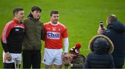 27 January 2019; Goalkeeper Anthony Nash, left, and Daniel Kearney of Cork pose for a photograph with a supporter after the Allianz Hurling League Division 1A Round 1 match between Kilkenny and Cork at Nowlan Park in Kilkenny. Photo by Ray McManus/Sportsfile