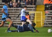 27 January 2019; Stephen O'Hanlon of Monaghan scores Monaghan's first goal during the Allianz Football League Division 1 Round 1 match between Monaghan and Dublin at St Tiernach's Park in Clones, Monaghan. Photo by Philip Fitzpatrick/Sportsfile