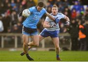 27 January 2019; Brian Fenton of Dublin in action against Colin Walshe of Monaghan during the Allianz Football League Division 1 Round 1 match between Monaghan and Dublin at St Tiernach's Park in Clones, Monaghan. Photo by Philip Fitzpatrick/Sportsfile