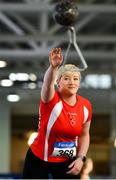 27 January 2019; Anne-Marie Torsney of Fingallians AC, Co. Dublin, competing in the U23 Women Weight for Distance event during the Irish Life Health Junior and U23 Indoors at AIT International Arena in Athlone, Co. Westmeath. Photo by Sam Barnes/Sportsfile