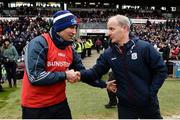 27 January 2019; Laois manager Eddie Brennan shakes hands with Galway manager Micheal Donoghue following the Allianz Hurling League Division 1B Round 1 match between Galway and Laois at Pearse Stadium in Galway. Photo by Ray Ryan/Sportsfile