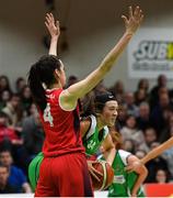 27 January 2019; Áine O’Connor of Courtyard Liffey Celtics in action against Linda Rubene of Singleton SuperValu Brunell during the Hula Hoops Women’s Division One National Cup Final match between Courtyard Liffey Celtics and Singleton SuperValu Brunell at the National Basketball Arena in Tallaght, Dublin. Photo by Eóin Noonan/Sportsfile