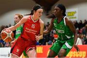 27 January 2019; Madelyn Ganser of Singleton SuperValu Brunell in action against Briana Green of Courtyard Liffey Celtics during the Hula Hoops Women’s Division One National Cup Final match between Courtyard Liffey Celtics and Singleton SuperValu Brunell at the National Basketball Arena in Tallaght, Dublin. Photo by Brendan Moran/Sportsfile