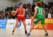 27 January 2019; Tricia Byrne of Singleton SuperValu Brunell in action against Sorcha Tiernan of Courtyard Liffey Celtics during the Hula Hoops Women’s Division One National Cup Final match between Courtyard Liffey Celtics and Singleton SuperValu Brunell at the National Basketball Arena in Tallaght, Dublin. Photo by Brendan Moran/Sportsfile