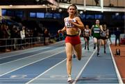 27 January 2019; Nicole Walsh of Galway City Harriers AC, Co. Galway, on her way to winning the U23 Women 400m event during the Irish Life Health Junior and U23 Indoors at AIT International Arena in Athlone, Co. Westmeath. Photo by Sam Barnes/Sportsfile