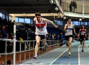 27 January 2019; Cillin Greene of Galway City Harriers AC, Co. Galway, on his way to winning the U23 Men 200m event during the Irish Life Health Junior and U23 Indoors at AIT International Arena in Athlone, Co. Westmeath. Photo by Sam Barnes/Sportsfile