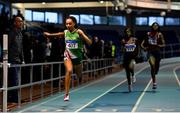 27 January 2019; Davicia Patterson of Beechmount Harriers, Co Antrim, on her way to winning the Junior Women 200m event during the Irish Life Health Junior and U23 Indoors at AIT International Arena in Athlone, Co. Westmeath. Photo by Sam Barnes/Sportsfile