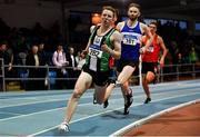 27 January 2019; Craig Newell of Ballymena & Antrim AC, Co. Antrim, competing in the U23 Men 400m event during the Irish Life Health Junior and U23 Indoors at AIT International Arena in Athlone, Co. Westmeath. Photo by Sam Barnes/Sportsfile