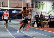 27 January 2019; Ryan O'Leary of Leevale AC, Co. Cork, competing in the Junior Men 200m during the Irish Life Health Junior and U23 Indoors at AIT International Arena in Athlone, Co. Westmeath. Photo by Sam Barnes/Sportsfile