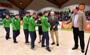 27 January 2019; Team Ireland Special Olympics Basketball teams are honoured during half-time in the Hula Hoops Women’s Division One National Cup Final match between Courtyard Liffey Celtics and Singleton SuperValu Brunell at the National Basketball Arena in Tallaght, Dublin. Photo by Brendan Moran/Sportsfile