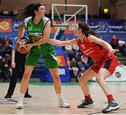 27 January 2019; Áine O’Connor of Courtyard Liffey Celtics in action against Madelyn Ganser of Singleton SuperValu Brunell during the Hula Hoops Women’s Division One National Cup Final match between Courtyard Liffey Celtics and Singleton SuperValu Brunell at the National Basketball Arena in Tallaght, Dublin. Photo by Eóin Noonan/Sportsfile