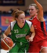 27 January 2019; Sorcha Tiernan of Courtyard Liffey Celtics in action against Simone O'Shea of Singleton SuperValu Brunell during the Hula Hoops Women’s Division One National Cup Final match between Courtyard Liffey Celtics and Singleton SuperValu Brunell at the National Basketball Arena in Tallaght, Dublin. Photo by Eóin Noonan/Sportsfile