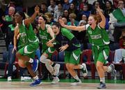 27 January 2019; Liffey Celtic players rush from the bench to celebrate with their team-mates after the game at the Hula Hoops Women’s Paudie O'Connor National Cup Final match between Courtyard Liffey Celtics and Singleton SuperValu Brunell at the National Basketball Arena in Tallaght, Dublin. Photo by Eóin Noonan/Sportsfile
