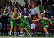 27 January 2019; Liffey Celtic players rush from the bench to celebrate with their team-mates after the game at the Hula Hoops Women’s Paudie O'Connor National Cup Final match between Courtyard Liffey Celtics and Singleton SuperValu Brunell at the National Basketball Arena in Tallaght, Dublin. Photo by Eóin Noonan/Sportsfile