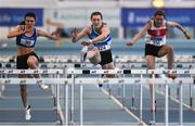 27 January 2019; Sive O'Toole of St. L. O'Toole AC, Co. Carlow, centre, on her way to winning the Junior Women 60mh event during the Irish Life Health Junior and U23 Indoors at AIT International Arena in Athlone, Co. Westmeath. Photo by Sam Barnes/Sportsfile