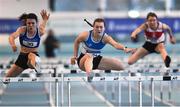 27 January 2019; Sive O'Toole of St. L. O'Toole AC, Co. Carlow, centre, on her way to winning the Junior Women 60mh event during the Irish Life Health Junior and U23 Indoors at AIT International Arena in Athlone, Co. Westmeath. Photo by Sam Barnes/Sportsfile