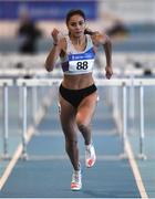 27 January 2019; Kate Doherty of Dundrum South Dublin AC, Co. Dublin, left, on her way to winning the U23 Women 60m hurdles event, ahead of, Sarah Quinn of St. Colmans South Mayo AC, Co. Mayo, during the Irish Life Health Junior and U23 Indoors at AIT International Arena in Athlone, Co. Westmeath. Photo by Sam Barnes/Sportsfile