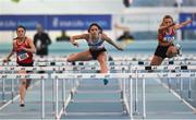 27 January 2019; Kate Doherty of Dundrum South Dublin AC, Co. Dublin, centre, on her way to winning the U23 Women 60m hurdles event, ahead of, Sarah Quinn of St. Colmans South Mayo AC, Co. Mayo, during the Irish Life Health Junior and U23 Indoors at AIT International Arena in Athlone, Co. Westmeath. Photo by Sam Barnes/Sportsfile