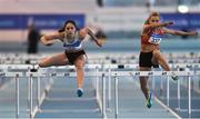 27 January 2019; Kate Doherty of Dundrum South Dublin AC, Co. Dublin, left, on her way to winning the U23 Women 60m hurdles event, ahead of, Sarah Quinn of St. Colmans South Mayo AC, Co. Mayo, during the Irish Life Health Junior and U23 Indoors at AIT International Arena in Athlone, Co. Westmeath. Photo by Sam Barnes/Sportsfile