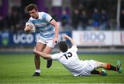 28 January 2019; Jack Loscher of Blackrock College is tackled by Peter Ford of Presentation College Bray during the Bank of Ireland Leinster Schools Senior Cup Round 1 match between Presentation College Bray and Blackrock College at Energia Park in Dublin. Photo by David Fitzgerald/Sportsfile