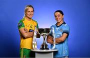 29 January 2019; In attendance at the launch of the 2019 Lidl Ladies National Football Leagues at Croke Park, Dublin, are Karen Guthrie of Donegal, left, and Sinéad Goldrick of Dublin. In their fourth year of partnership with the Ladies Gaelic Football Association, Lidl Ireland are proud to announce various new initiatives and programmes to ensure even more participants at every level of the game reap the benefits of the sponsorship during 2019. The first new initiative, which is live as of today, will see Lidl Ireland invest €250,000 in a nationwide schools campaign where 159 post primary schools across the country will receive jerseys and equipment for their teams. Selected schools will then go on to take part in a brand new #SeriousSupport programme delivered by LGFA county level players which aims to show girls the benefits of playing sport both on and off the pitch. To nominate your local LGFA post primary school, simply log on to www.lidl.ie/jerseys today and enter the 10-digit unique code found at the end of your till receipt. Throughout the year Lidl Ireland will continue to run and introduce various new initiatives for the benefit of clubs and schools throughout the country. Photo by Brendan Moran/Sportsfile