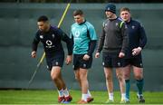 29 January 2019; Ireland players, from left, Adam Byrne, Jordan Larmour, Jonathan Sexton and Tadhg Furlong during squad Training at Carton House in Maynooth, Co Kildare. Photo by David Fitzgerald/Sportsfile