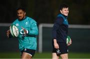 29 January 2019; Jacob Stockdale, right, and Bundee Aki during Ireland Rugby Squad Training at Carton House in Maynooth, Co Kildare. Photo by David Fitzgerald/Sportsfile