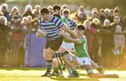 30 January 2019; Ben Griffin of Castleknock College is tackled by Jack Barry of Gonzaga College during the Bank of Ireland Leinster Schools Senior Cup Round 1 match between Gonzaga College and Castleknock College at Castle Avenue in Dublin. Photo by Matt Browne/Sportsfile