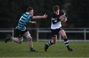 30 January 2019; John Shanahan of Newbridge College in action against Marc Finn of St Gerard's School during the Bank of Ireland Leinster Schools Senior Cup Round 1 match between Newbridge College and St Gerard’s School at Templeville Road in Dublin. Photo by Piaras Ó Mídheach/Sportsfile